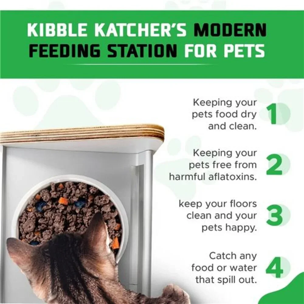 Modern Feeding Station for pets - Dog and Cat Food Bowls - Mess-Free Slow Feeder